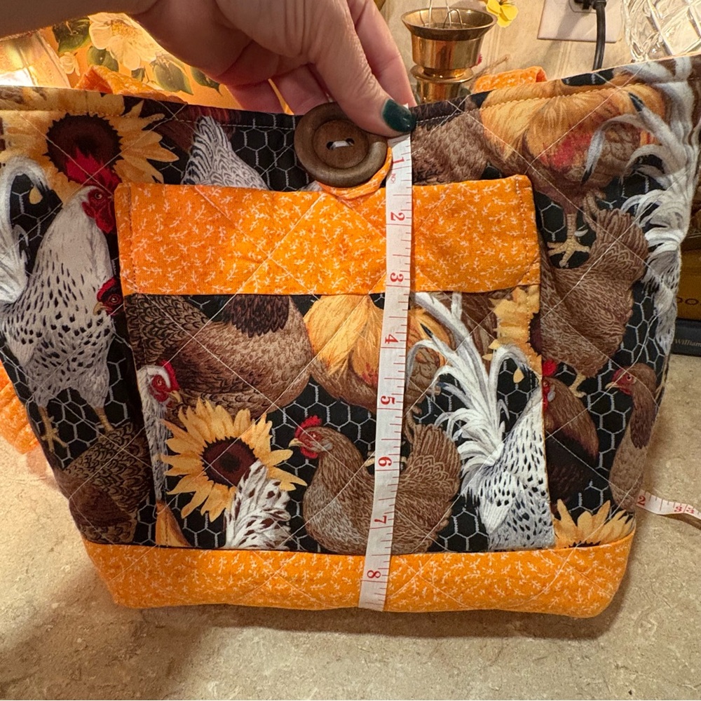 Handmade Rooster And Chicken Print Shoulder Bag - Picture 12 of 12